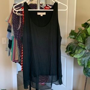 LOFT black tulip open-back tank sheer lining